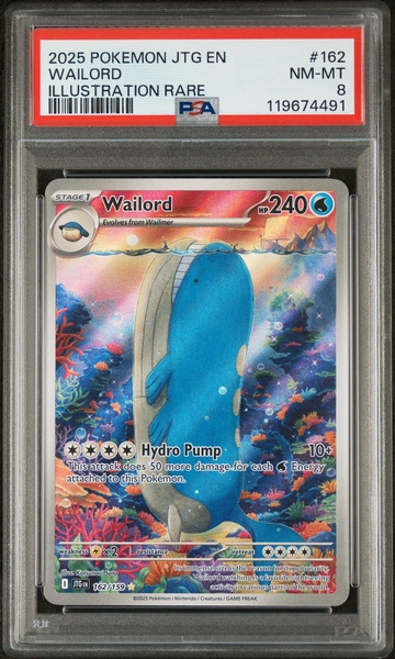 2025 Pokemon #162/159 Wailord Illustration Rare PSA 8