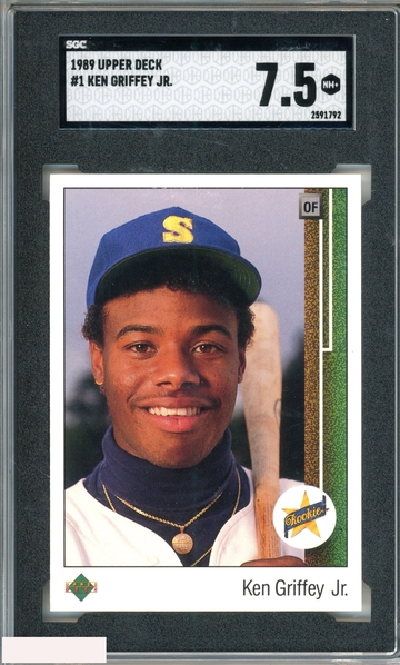 1989 UPPER DECK KEN GRIFFEY JR #1 STAR ROOKIE RC MARINERS HOF SGC 7.5 NM+