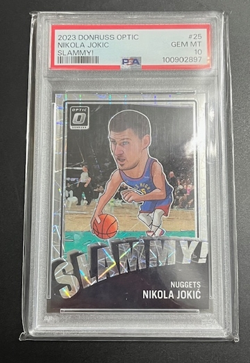 2023-24 Panini Donruss Opric Nikola Jokic RC Slammy Silver Lazer Case Hit #25 PSA 10