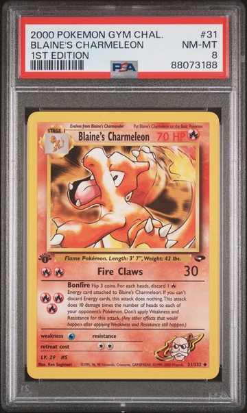 2000 Pokemon #31/132 Blaine's Charmeleon Gym Challenge PSA 8