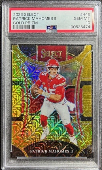 2023 Select Patrick Mahomes II Gold Prizm Mojo Suite Level /10 PSA 10 Gem Mint