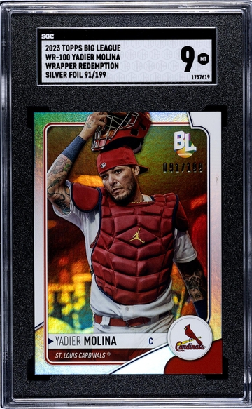 2023 Big League #WR-100 Yadier Molina Wrapper Redemption /199 SGC 9