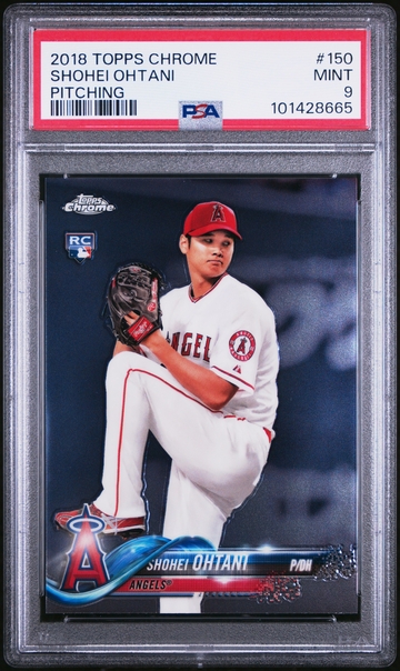 2018 TOPPS CHROME SHOHEI OHTANI PITCHING #150 PSA 9 MINT ROOKIE CARD RC ANGELS