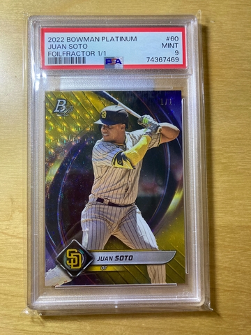 2022 Bowman Platinum 1/1 Foilfractor Juan Soto Superfractor PSA 9