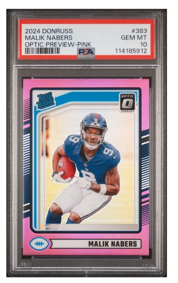 2024 Donruss Malik Nabers Pink Optic Preview Rated Rookie PSA 10 Gem Mint