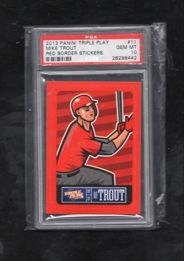 2013 Panini Triple Play Red Border Stickers #11 Mike Trout PSA 10 GEM MINT