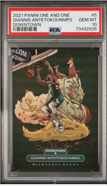 Giannis Antetokounmpo 2021 Panini One and One Downtown PSA 10