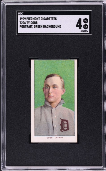 1909-11 T206 Piedmont Ty Cobb Portrait- Green Background SGC 4