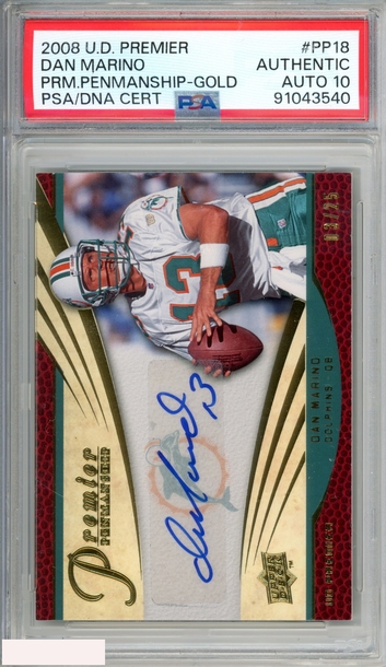 2008 UPPER DECK PREMIER PENMANSHIP DAN MARINO #PP18 GOLD 3 OF 25 PSA AUTO 10
