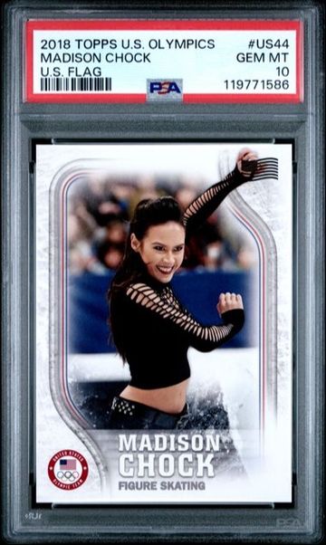 2018 Topps US Winter Olympics Madison Chock U.S. Flag PSA 10