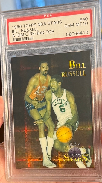 1996 Topps NBA Stars Bill Russell Finest Atomic Refractor PR /120 PSA 10