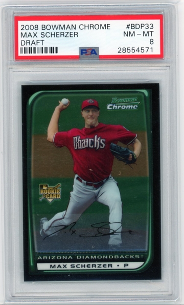 2008 Bowman Chrome Draft #BDP33 Max Scherzer PSA 8 NM-MT!