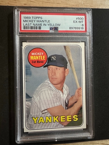 1969 TOPPS #50O MICKEY MANTLE PSA 6 NICE LAST CARD