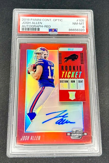 2018 Josh Allen Panini Contenders Optic Red Prizm Rookie Ticket Auto /99 PSA 8 #105 Autograph RC SP