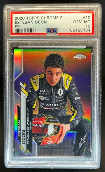 2020 TOPPS CHROME FORMULA 1 #10 ESTEBAN OCON SP VARIATION PSA 10