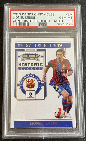 2019 Panini Chronicles Lionel Messi Ticket PSA 10 GEM MT