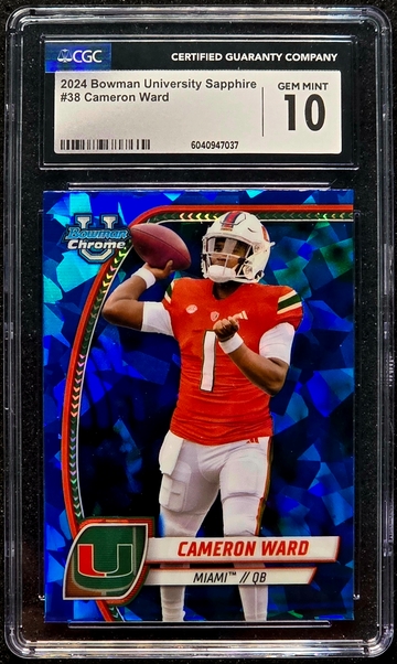 2024 Bowman U Chrome Sapphire #38 Cameron Cam Ward CGC 10 GEM MINT