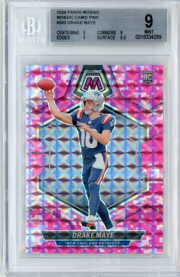 2024 Panini Mosaic Camo Pink Drake Maye BGS 9