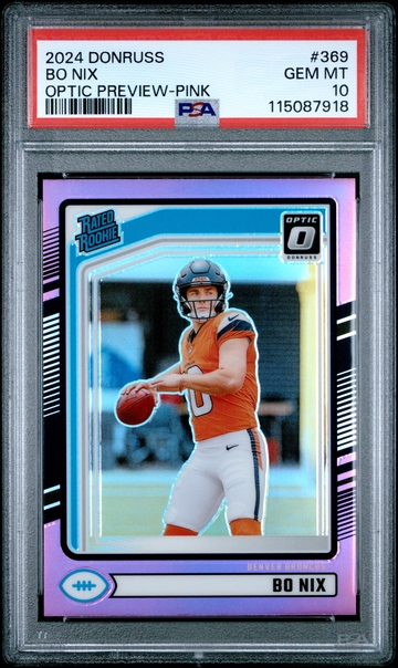 2024 DONRUSS OPTIC BO NIX #369 RATED ROOKIE OPTIC PREVIEW PINK PSA 10