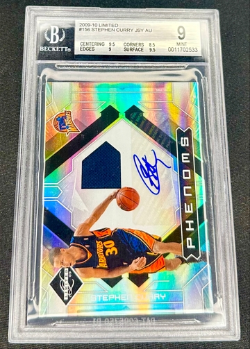 2009 Stephen Curry Panini Limited Rookie Phenoms Patch Jersey Auto /299 BGS 9 10 RPA #156 Autograph Holo