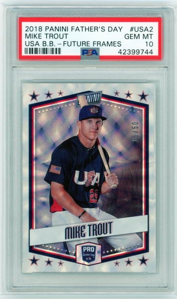 2018 Panini Father's Day #USA2 Mike Trout USA Baseball-Future Frames PSA 10 GEM MINT!