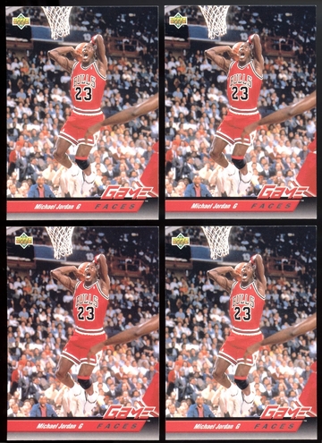 1992 Upper Deck Game Faces Michael Jordan #488 4x Lot Bulls HoF
