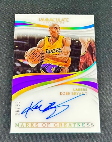 2018 Kobe Bryant Panini Immaculate Marks Of Greatness Gold Auto /99 Acetate Autograph SP