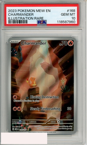 2023 POKEMON MEW EN-151 CHARMANDER #168 ILLUSTRATION RARE PSA 10