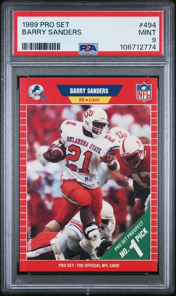 1989 Pro Set #494 Barry Sanders Pro Set Prospect PSA 9