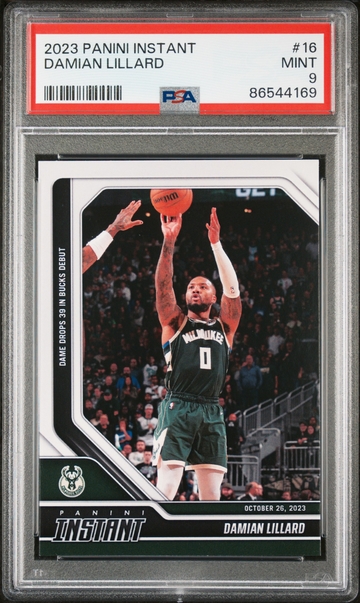 Damian Lillard 2023-24 Panini #16 Basketball NBA Card Bucks 1 of 264 PSA 9 Mint