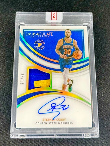 2021 Stephen Curry Panini Immaculate Premium Edition Gold Patch Auto /15 SEALED Jersey Autograph SP