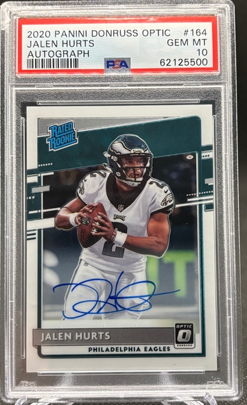 Jalen Hurts 2020 Donruss Optic 164 RC Auto 111/150 PSA 10 💎 