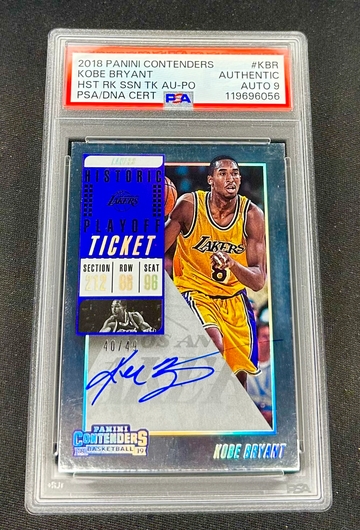 2018 Kobe Bryant Panini Contenders Playoff Historic Ticket Auto /49 PSA AUTH 9 Silver Autograph SP
