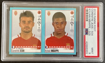 2016 Panini Foot Kylian Mbappe Rookie #505 Coretin Jean 504 Rookie Sticker PSA 9 Mint