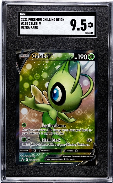 2021 Pokémon Sword & Shield Chilling Reign Celebi V #160/198 Holo SGC 9.5