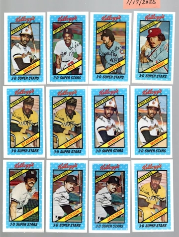 1980 Kellogg's 3 D Baseball Glossy Cards Lot 170 Minty Mint Stars Hofer's