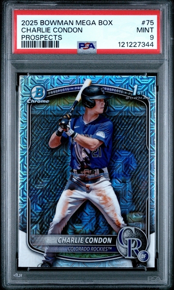 2025 Bowman Mega Box Chrome Prospects Charlie Condon #BCP-75 PSA 9 POP 25
