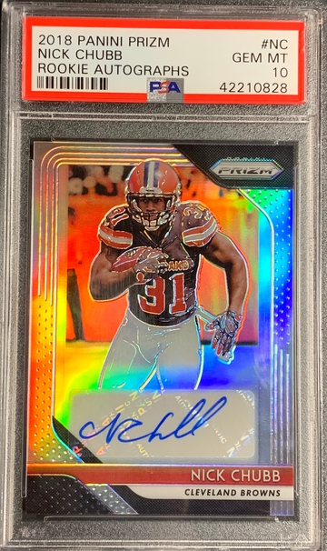 2018 Nick Chubb Silver Prizm Auto PSA 10 Gem Mint Low POP
