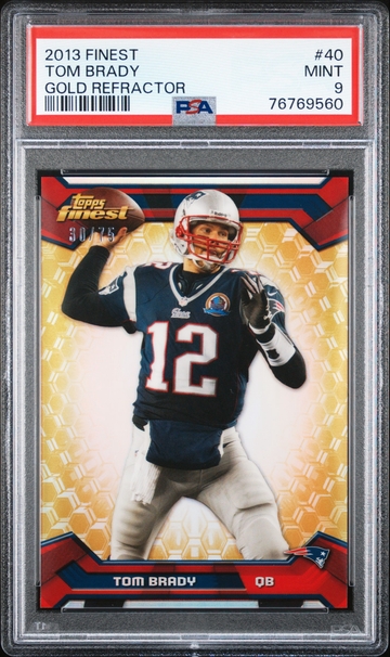 2013 Topps Finest Tom Brady Gold Refractor /75 PSA 9