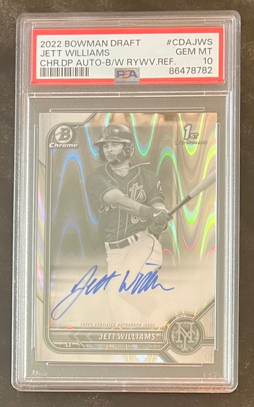 2022 Bowman Chrome Jett Williams Black White Raywave Reffractor Auto PSA 10