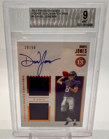 2019 Panini Encased Rookie Dual Swatch Signatures Game Worn On Card 38/50