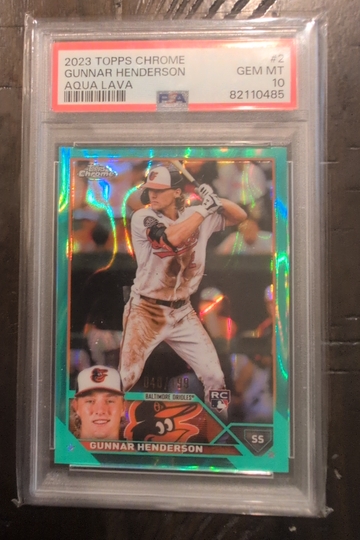 2023 Topps Chrome Gunnar Henderson Aqua Lava /99 Rookie RC PSA 10