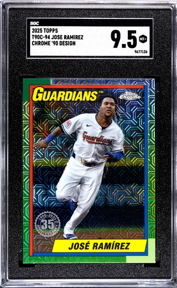 2025 Topps Chrome #T90C-94 José Ramírez Chrome '90 Design SGC 9.5
