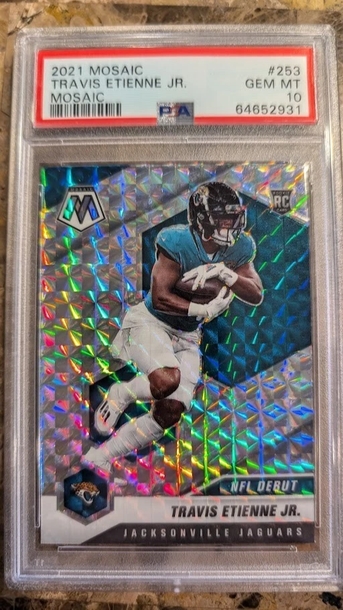 2021 Panini Mosaic Travis Etienne Jr. Mosaic RC #253 PSA 10
