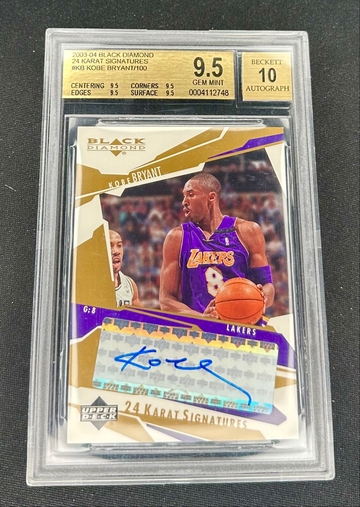2003 Kobe Bryant Upper Deck Black Diamond Gold 24 Karat Signatures Auto BGS 9.5 10 #KB UD On Card Autograph