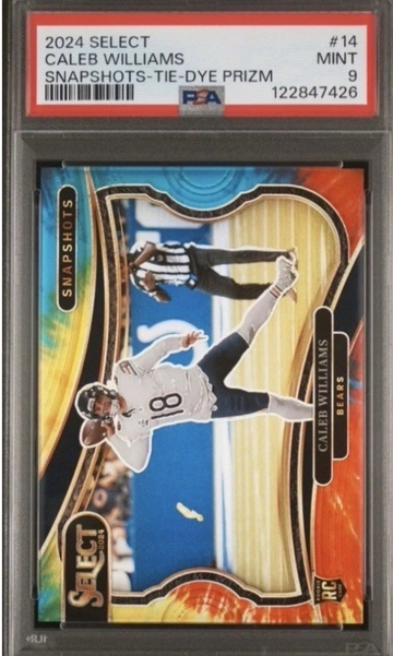 2024 Select Caleb Williams RC Snapshots Tie-Dye Prizm /25 PSA 9  RC