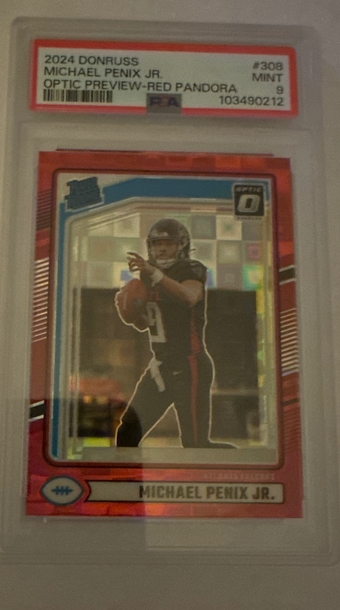 2024 Donruss optic preview Red Pandora, Michael  Penix, Je # 308 PSA mint 9