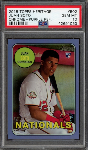 2018 Topps Heritage Juan Soto Purple Refractor