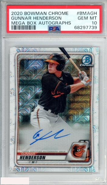 2020 BOWMAN CHROME MEGA BOX AUTOGRAPHS GUNNAR HENDERSON #BMAGH RC PSA 10 GEM MT
