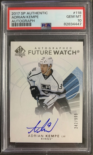 2017/18 UD SP AUTHENTIC Adrian Kempe FUTURE WATCH AUTO RC ROOKIE /999 PSA 10